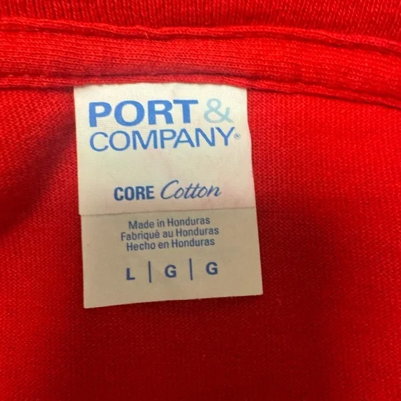 Port & Company Trendy Red Merry Christmas Y'all T-Shirt Size Large - Picture 7 of 8